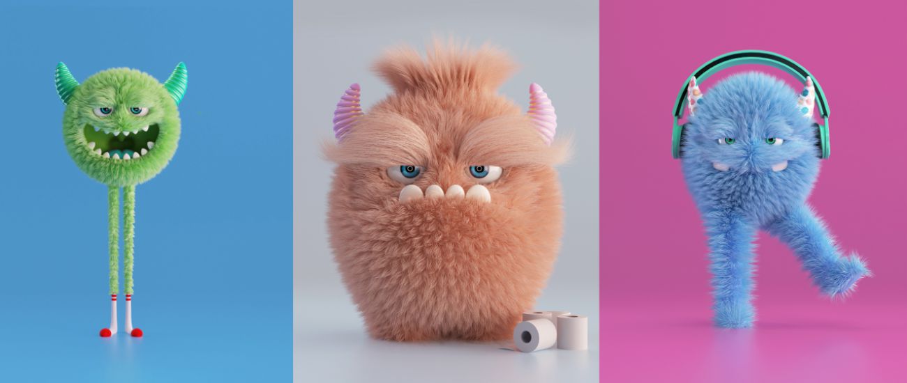 Mischievous Monsters Smirk and Grin in Fuzzy Alphabet Collection by Jose Arias.